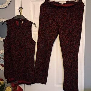 MICHAEL Michael Kors Black and Red Patterned Jumpsuit